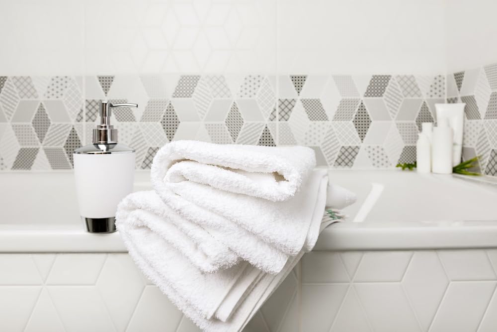 ZUPERIA White Bath Towels Bulk 20 Pack (24 x 48 Inches) - 100% Cotton Economy Light Weight Towels for Commercial Use - Quick Dry, Ultra-Soft, and Absorbent Bulk Towels